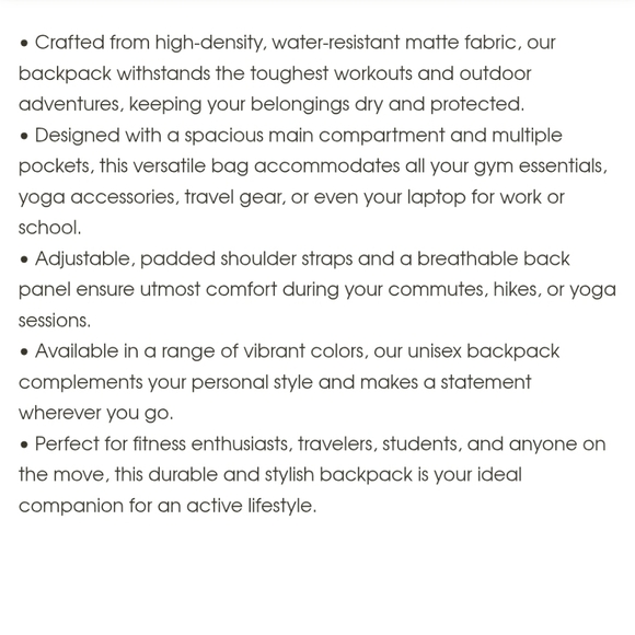 ALO Yoga Classic Black Backpack. NWT. - Picture 5 of 13